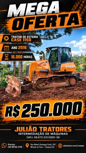 Trator de Esteira Case 1150l Ano 2015 16.000 Horas