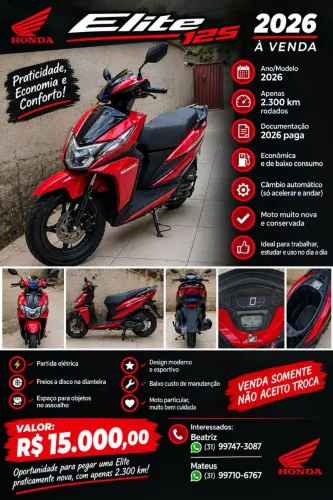 Somente venda Honda elite nova