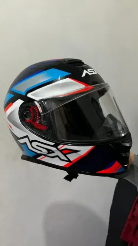 Capacete Masculino Asx Eagle Sv Fast Brilho Azul Com Óculos