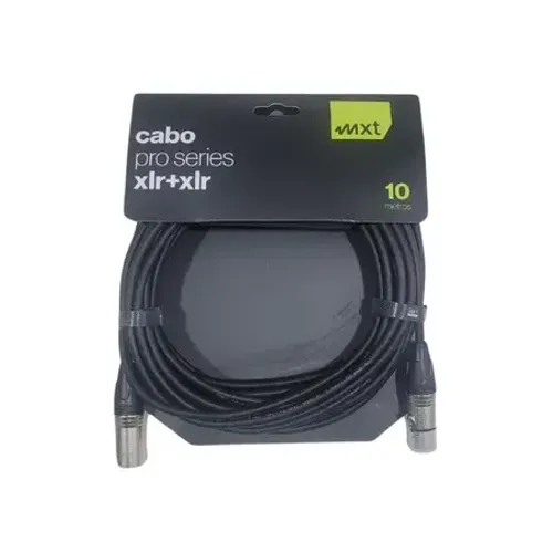 Cabo Microfone XLR Macho XLR Fêmea 10m MXT Profissional Para Mesas De Som