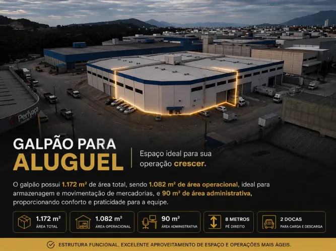 Galpão para Locação em Condomínio Fechado Estrutura Moderna e Funcional