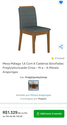 Mesa de jantar 06 cadeiras