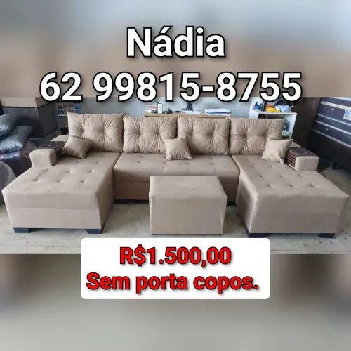 SOFÁ CHAISE DUPLA BEGE ___001