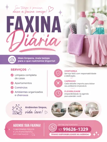 Serviço de limpeza, diária, faxina Rio preto
