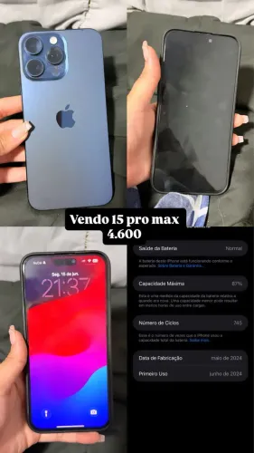 Iphone 15 pro max 256 gb muito novo