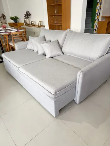 Sofá cama em linho 