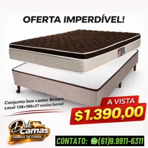 Conjunto Bom Castor Brown Casal 138x188x27 molas bonel - Direto de Fábrica!