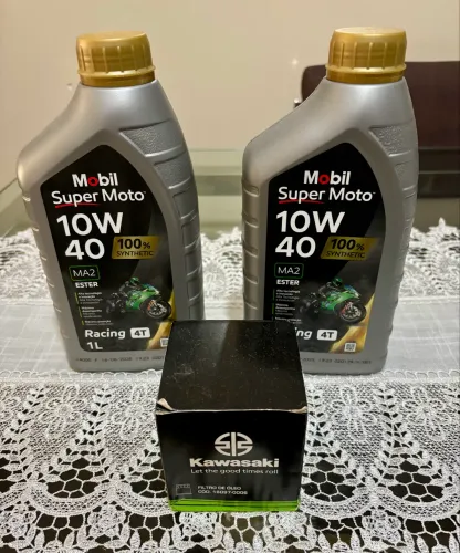 Kit troca Óleo Mobil 10W40 sintético 2L com filtro Kawasaki