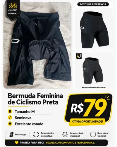 Bermuda Feminina de Ciclismo Oggi - Tamanho M, Seminova