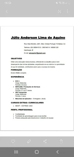 Motorista cat A e E disponível pra viagem