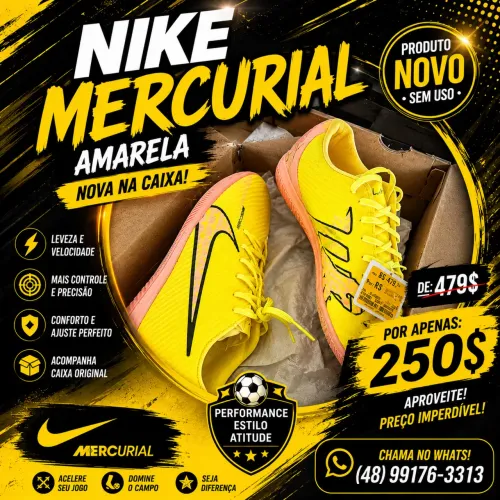 CHUTEIRA NIKE MERCURIAL N42 AMARELA NOVA NA CAIXA 