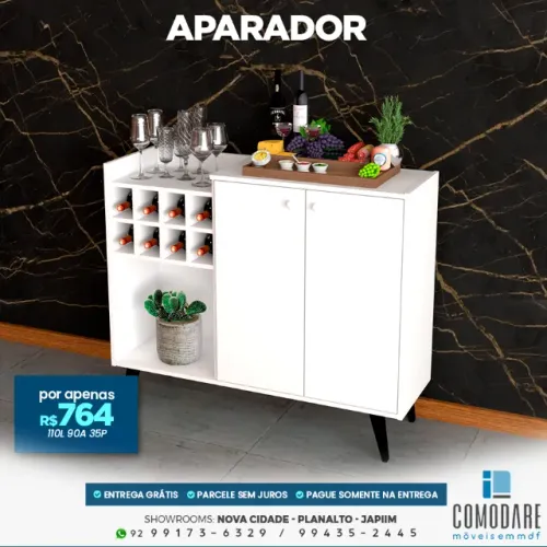 Aparador 110 cm com 2 Portas e Adega - R$ 764