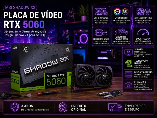 Placa de Video RTX 5060 MSI Shadow x2