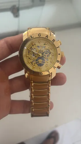 Relógio Dourado Bulgari Skeleton 