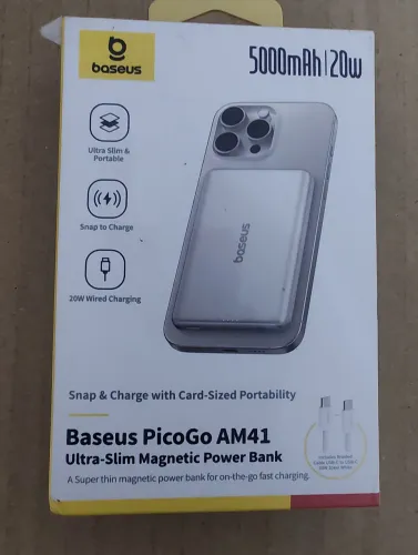Carregador Portátil Magsafe Baseus Am41 Picogo 5000mah 20w Turbo Cor Cinza