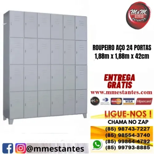 Entrega Grátis - Guarda Volumes de Aço 24 Portas que Cabe Capacete