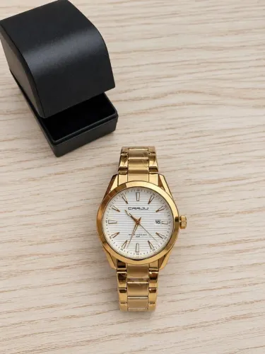 Relógio Analógico Dourado A Prova de Água Novo Original- Entrega Grátis