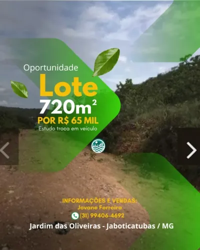 Terreno de 720m², Jaboticatubas MG. R$65.000