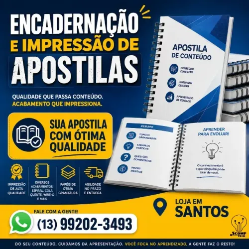 Impressão de apostilas - encadernação