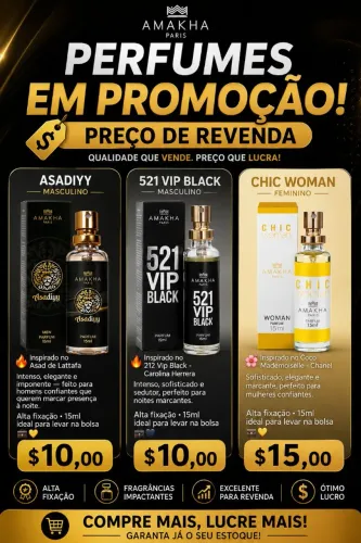 Perfumes Amakha Paris 15ml - Promoção de Revenda a partir de R$10 | Alta Fixação