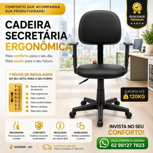 Cadeira secretária giratória em 6x no cartão ( Entrega grátis! )