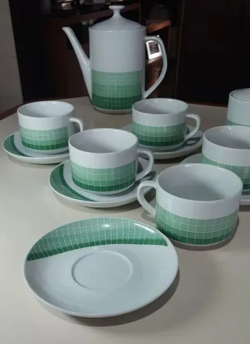 Conjunto de café antigo porcelana Pozzani