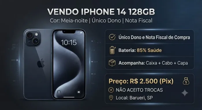 iPhone 14 128GB ? Único Dono | Nota Fiscal | Impecável