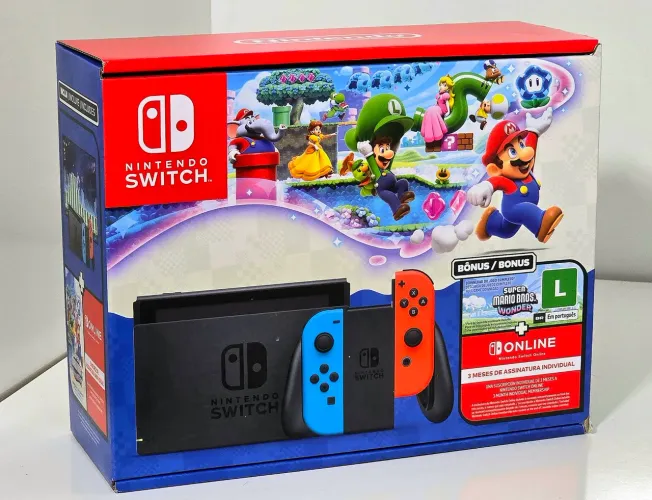 Nintendo Switch NOVO + Jogo Mario Wonder (3 anos de Garantia)