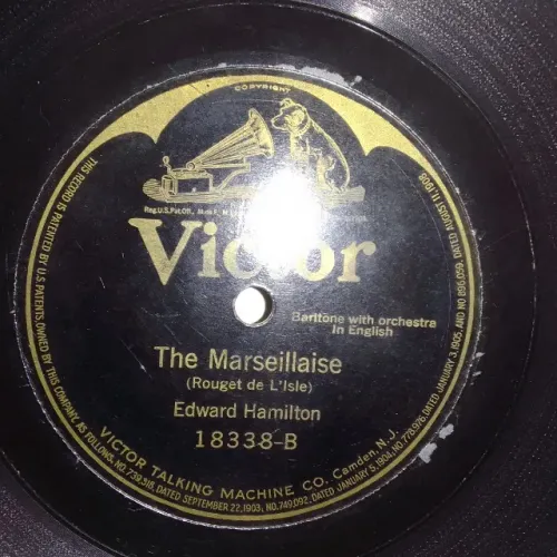 78 RPM, EDWARD HAMILTON - THE MARSEILHEISE, ELIZABETH SPENCER - THE STAR SPANGLED BANNER