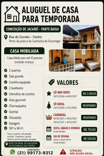 Casa por temporada em Conceição de Jacareí