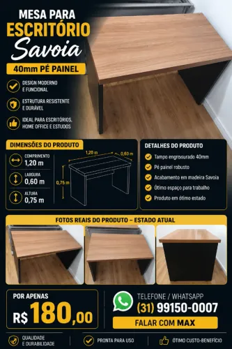 Mesa de escritório sem gaveta