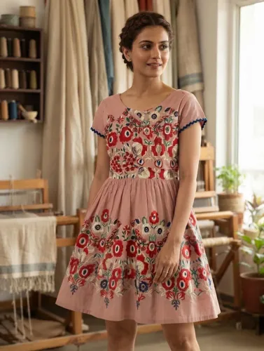 Vestido Rosa Bordado