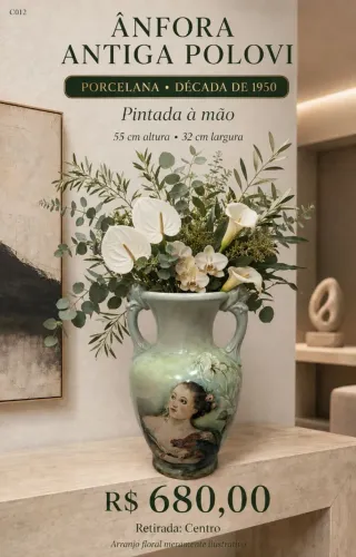 ÂNFORA ANTIGA POLOVI EM PORCELANA - DÉCADA DE 1950