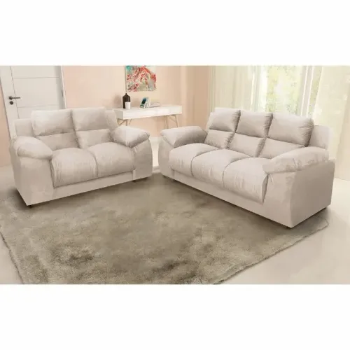 Conjunto de Sofa Luna 2 e 3 Lugares TecidoVeludo - Estofar