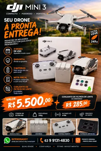 DJI Mini 3 + 3 Baterias + Filtros ND | 3 Meses de Uso | Garantia