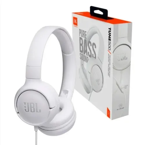 Fone fio JBL Tune 500 microfone branco