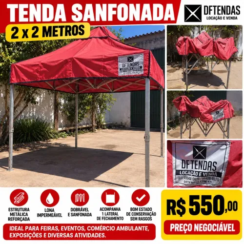 TENDA SANFONADA 2×2 m VERMELHA - DF TENDAS