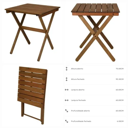 Mesa Naipe 60 X 60 semi nova