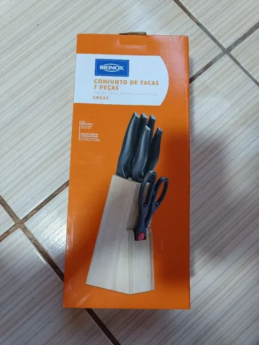 Conjunto de faças 7 peças  brinox cross com cepo