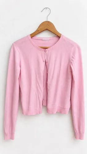 Cardigan Feminino de Algodão Rosa Bebê