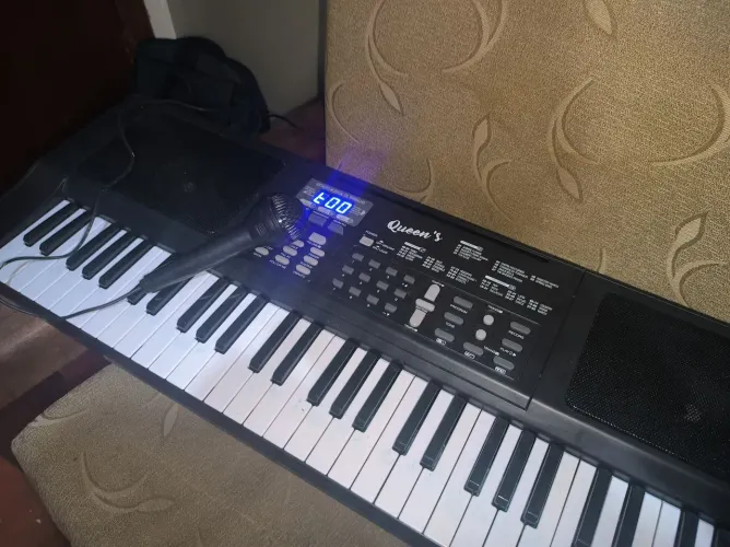 Teclado Queen's 61 Teclas com Microfone - Funcionando Perfeitamente