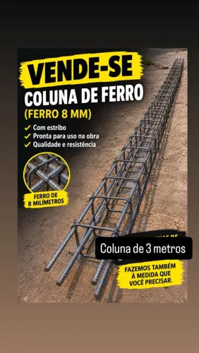 Coluna de 3 metros ferro 8 mm
