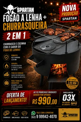 Fogão a Lenha + Churrasqueira - 2 em 1