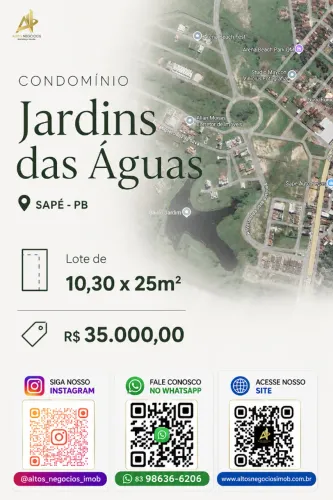 Lote à Venda no Jardins das Águas - Sapé