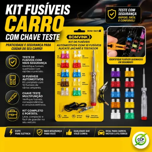 Kit Fusíveis Carro Com Chave Teste