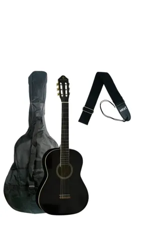 Kit Violão Harmonics Gna-111 Acústico Nylon Preto Destro Linden + Capa MXT + Correia