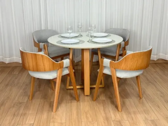 Mesa de Jantar Bali Redonda 1,10 com 4 Cadeiras - Produto Novo! Pronta Entrega!
