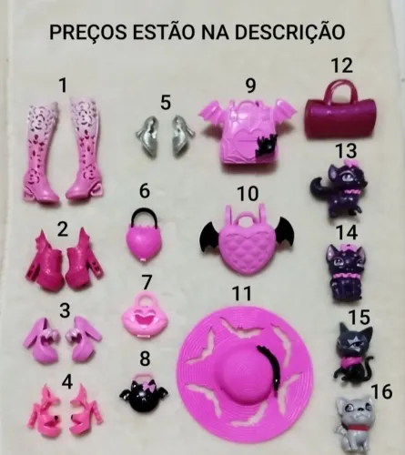 Acessórios variados Draculaura G3 Monster High ( LEIA A DESCRIÇÃO)