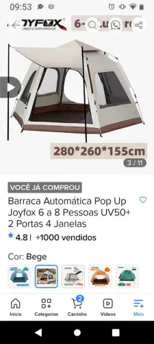 Vendo barraca camping 