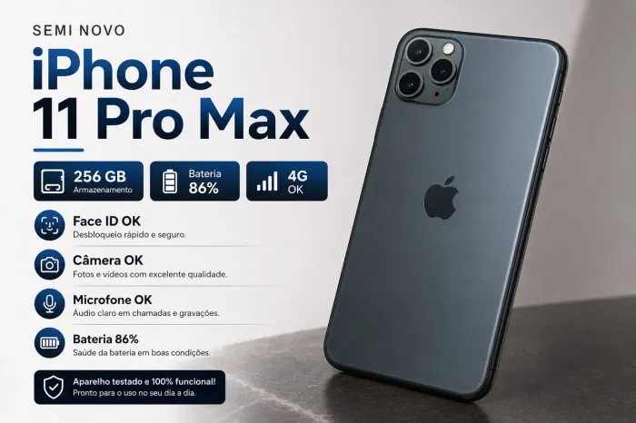iPhone 11 Pro Max 256GB | Bateria 86% | Face ID, Câmeras e Microfone OK